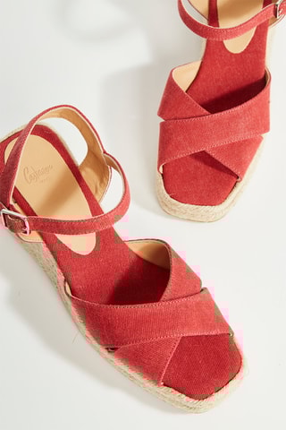 Espadrilles compensées en coton biologique Thea - Rouge