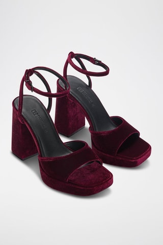Sandales plateformes en velours - Bordeaux