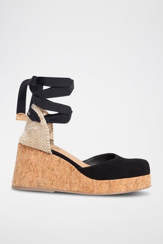 Sandales à talons montantes en nubuck Tina - Noir