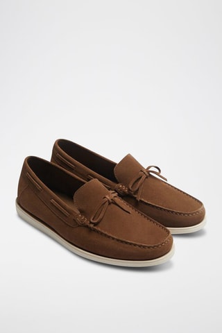 Chaussures bateau en nubuck - Marron