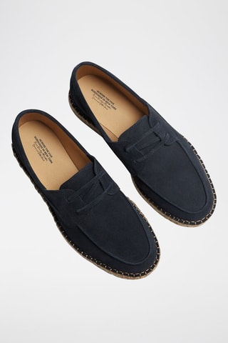 Chaussures bateau en nubuck - Bleu marine