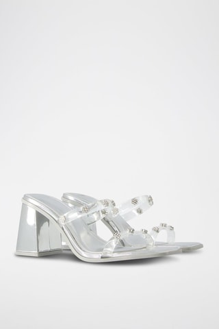 Mules à talons vernies - Argenté