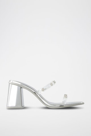 Mules à talons vernies - Argenté