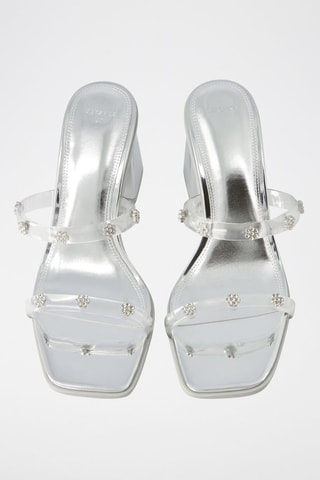 Mules à talons vernies - Argenté
