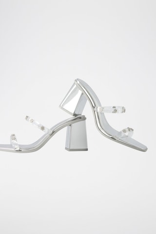 Mules à talons vernies - Argenté