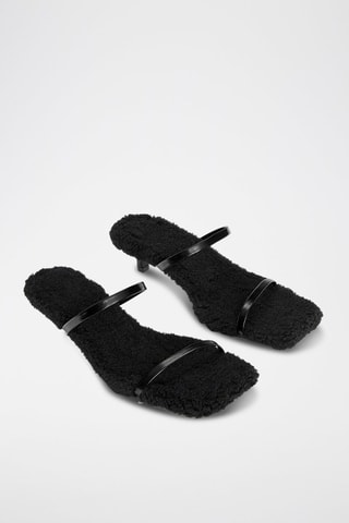 Mules fourrées à talons - Noir