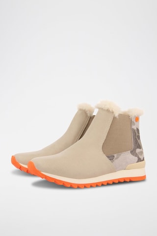 Bottines Chelsea fourrées - Beige et orange