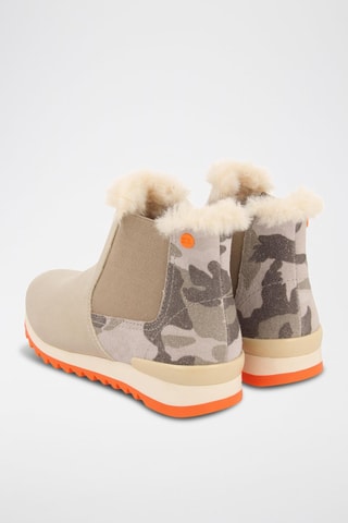 Bottines Chelsea fourrées - Beige et orange