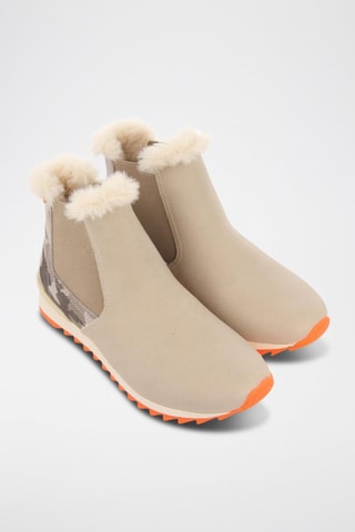Bottines Chelsea fourrées - Beige et orange