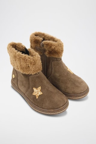 Bottines fourrées en nubuck - Marron