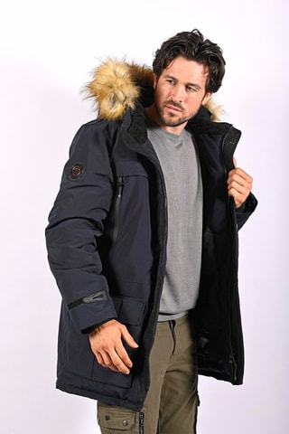 Parka met Capuchon Bestoff Zwart - Blauw