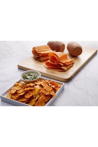 Corte tiras de frutas e vegetais