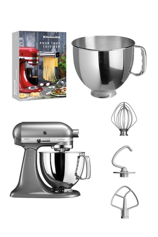 Robot pâtissier multifonctions Artisan 5KSM125ECU Artisan 5KSM125EAC - 4,8 l + Bol pour robot pâtissier en acier inoxydable et Livre "Pour tout cuisiner"