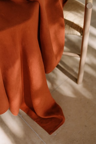 Nappe rectangulaire en lin Zilia - Rouge brique