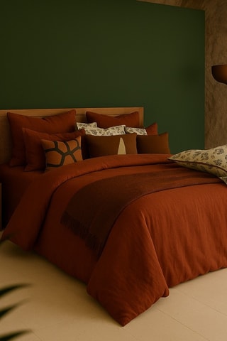 Housse de couette en lin Limy - Terre brulée