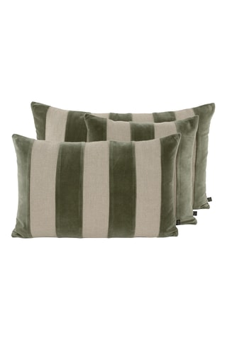 Housse de coussin en lin et velours Brisbane - Kaki et beige - 50 x 80 cm