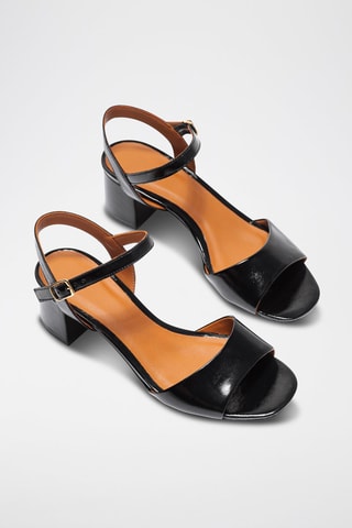 Sandales à talons en cuir verni Vicki - Noir