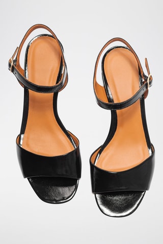 Sandales à talons en cuir verni Vicki - Noir