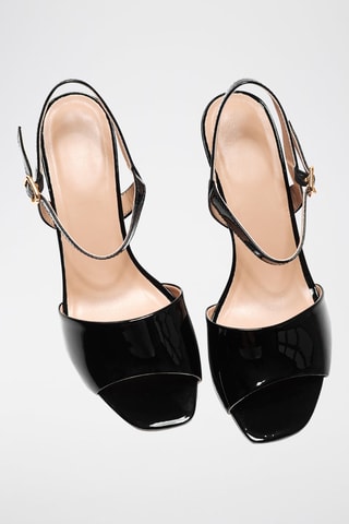 Sandales à talons en cuir verni Angelica - Noir