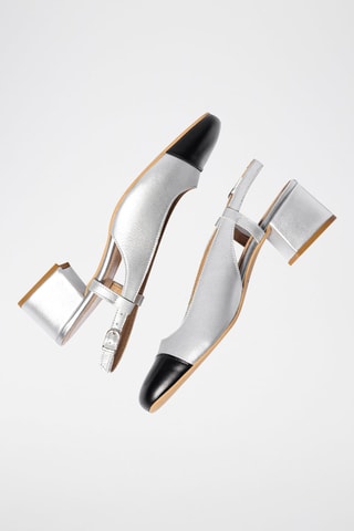 Slingbacks en cuir Jennifera - Argenté et noir