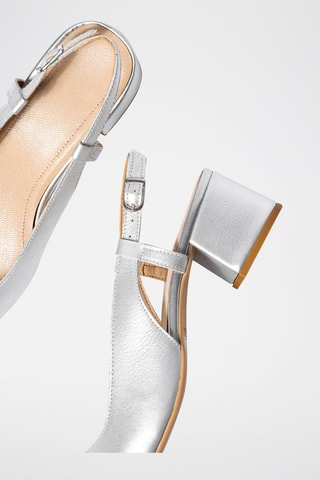 Slingbacks en cuir Jennifera - Argenté et noir