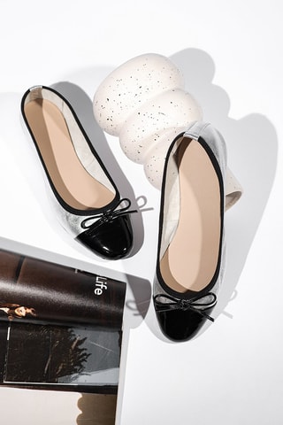 Ballerines en cuir Diane - Argenté et noir