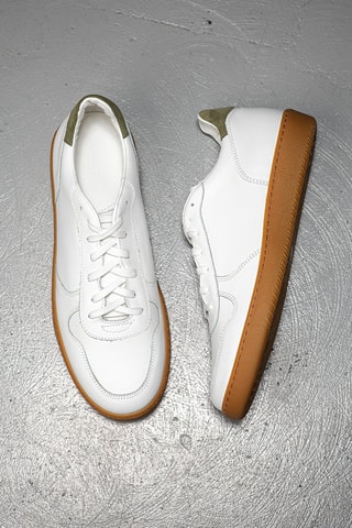 Baskets en cuir Liam - Blanc et kaki