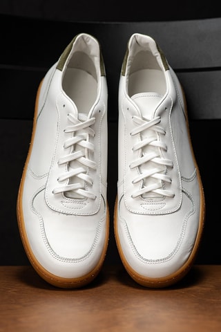 Baskets en cuir Liam - Blanc et kaki