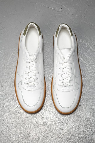 Baskets en cuir Liam - Blanc et kaki