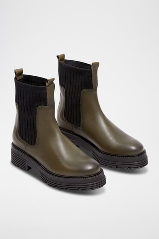 Leren Chelsea Boots Celune - Kaki