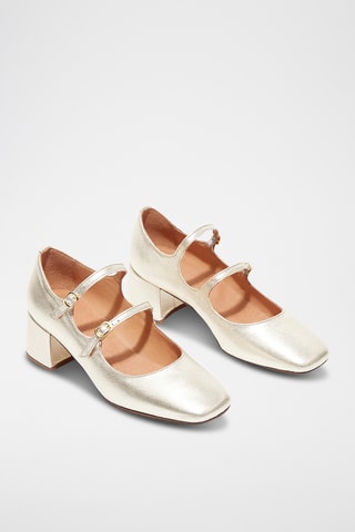 Babies à talons en cuir de chèvre Solale - Doré