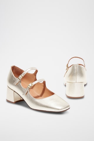 Babies à talons en cuir de chèvre Solale - Doré