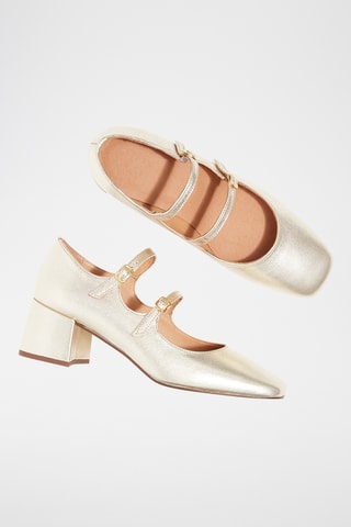 Babies à talons en cuir de chèvre Solale - Doré