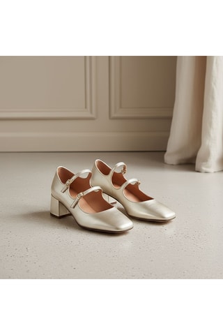 Babies à talons en cuir de chèvre Solale - Doré