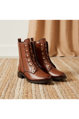 Leren Enkellaarzen Bila - Camel