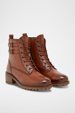 Leren Enkellaarzen Moni - Camel