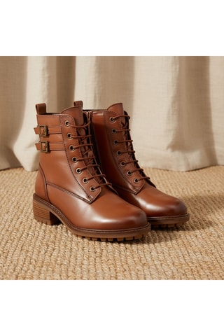 Leren Enkellaarzen Moni - Camel