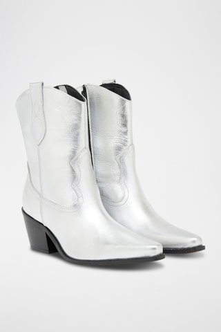 Leren Enkellaarzen Nymia - Zilverkleurig