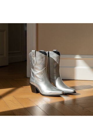 Leren Enkellaarzen Nymia - Zilverkleurig