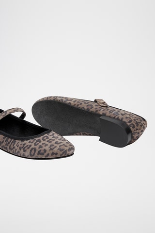 Babies en croûte de cuir Agathie - Taupe et noir