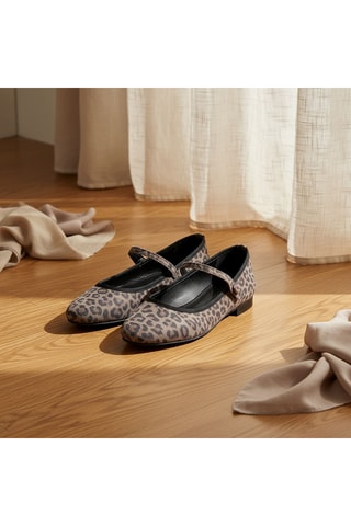 Babies en croûte de cuir Agathie - Taupe et noir