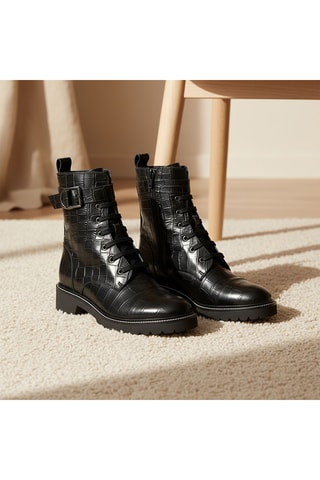 Leren Enkellaarzen Flavia - Zwart