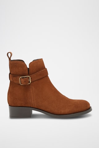 Bottines en croûte de cuir nubuck Eleonore - Camel
