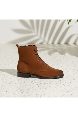 Splitnubuck Enkellaarzen Kalysta - Camel