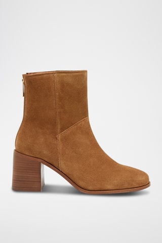 Bottines en croûte de cuir nubuck Jocaste - Camel