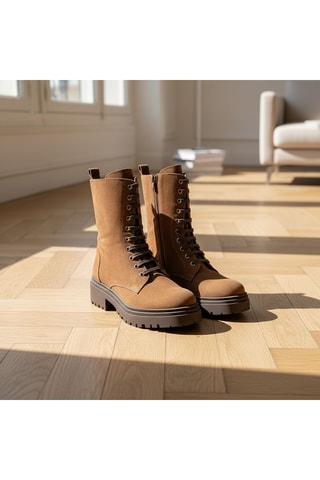 Nubuck Enkellaarzen Elina - Camel