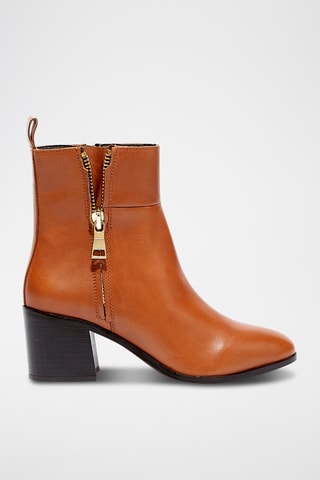 Lakleren Enkellaarzen Tova - Camel