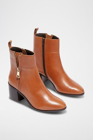 Lakleren Enkellaarzen Tova - Camel