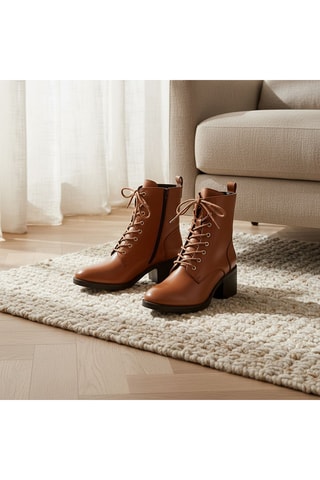 Lakleren Enkellaarzen Althea - Camel