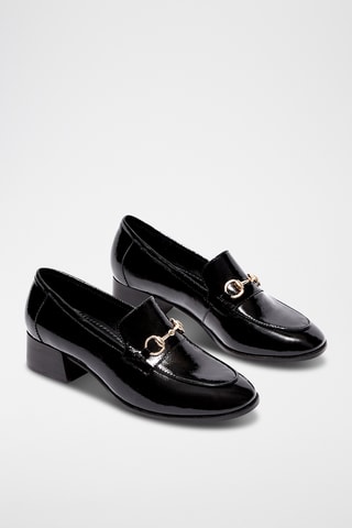 Mocassins à talons en cuir verni Iolene - Noir